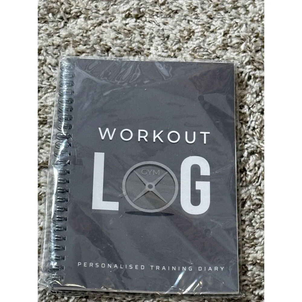 Workout Log Gym Personalised Training Diary Charcoal Gray Spiral Notebook New